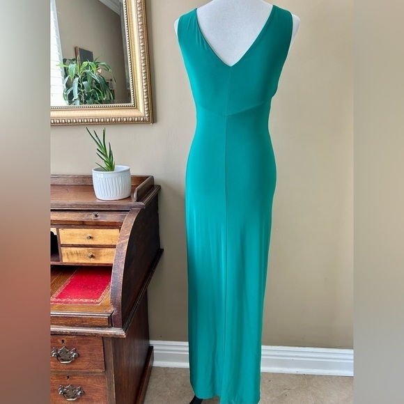 Lauren Ralph Lauren Kelly Green Sleeveless Twist Front Ruffle Gown Maxi Dress 4 - Picture 7 of 12